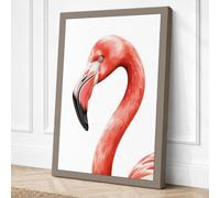 Flamingo Study Minimalist Canvas Wall Art Print 24x16 Inch
