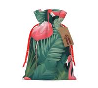 Flamingo Succulent Plants print Drawstring Gift Bag for Wedding Party Birthday Unique Present Bag Reusable Canvas Bag,1 Piece S