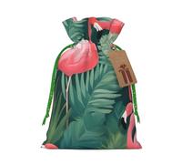 Flamingo Succulent Plants print Drawstring Gift Bag for Wedding Party Birthday Unique Present Bag Reusable Canvas Bag,1 Piece S