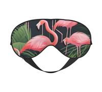 Flamingo Succulent Plants Print Silk Sleep Mask with Adjustable Buckle Stylish Eye Mask for Women Travel Nap Shift Work Office