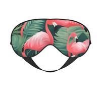 Flamingo Succulent Plants Print Silk Sleep Mask with Adjustable Buckle Stylish Eye Mask for Women Travel Nap Shift Work Office