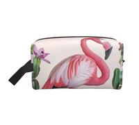 Flamingo Succulent Plants Printed Makeup Bag Travel Portable Cosmetic Bag Large Capacity Makeup Case Toiletry Handbag Organiser for Women