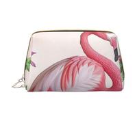 Flamingo Succulent Plants Printed Small Makeup Bag Portable Leather Make up Bag Travel Zipper Cosmetic Bags Organizer for Women