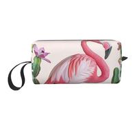 Flamingo Succulent Plants Printed Travel Makeup Bag Portable Cosmetic Bag Makeup Case Toiletry Handbag Organiser for Women