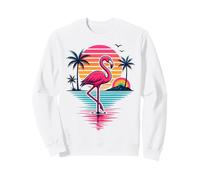 Flamingo Summer Retro Sunset Tropical Beach Palm Trees Sweatshirt