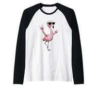 Flamingo Sunglasses Rock Hands Fun Vibe Raglan Baseball Tee