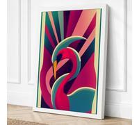 Flamingo Sunrise Art Deco Canvas Wall Art Print 36x24 Inch