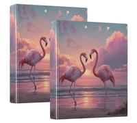 Flamingo Sunset 3 Ring Binders 1.5 Inch Clear View Three Ring Binders Versatile Binder Fits 200 Sheets 2 Pack