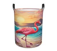 Flamingo Sunset Beach Laundry Basket Waterproof Freestanding Laundry Hamper Foldable Clothes Organizer For Bathroom Bedroom Dorm Medium