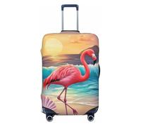 Flamingo Sunset Beach Luggage Cover Protector Suit Case Cover Elastic Washable Anti-Scratch for 18-32 Inch M (22-24")