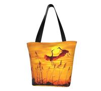 Flamingo Sunset Fashion Canvas Tote Bag With All Over Print Design,Large Reusable Shopper Tote With Double Handles,Beach Tote, Weekend Bag