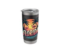 Flamingo Sunset Palm Trees Paradise Florida Stainless Steel Insulated Tumbler