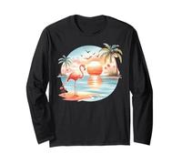 Flamingo Sunset Paradise Tranquil Moments Long Sleeve T-Shirt