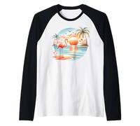 Flamingo Sunset Paradise Tranquil Moments Raglan Baseball Tee