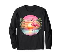Flamingo Sunset Tropical Beach Scene Long Sleeve T-Shirt