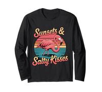 Flamingo Sunsets Salty Kisses Vacation Vibe Long Sleeve T-Shirt