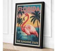 Flamingo Sunshine State Canvas Wall Art Print 18x12 Inch