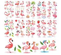 Flamingo Tattoos for Children, Hawaii Tropical Luau Temporary Tattoos, Pink Summer Children's Tattoos, Stickers, Face Fake Tattoo Stickers, Girls Boys Flamingo Party Decoration Party Accessories Gift