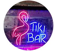 Flamingo Tiki Bar Beer Room Decoration Dual Color LED Neon Sign Blue & Red 300 x 210mm st6s32-i2324-br