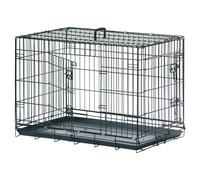 Flamingo Transport Wire Box Black Foldable With Carry Handle For Pets