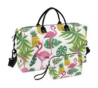 Flamingo Travel Duffle Bag Gym Bag, Flamingo Pineapple Weekender Bags for Women with Toiletry Bag Travel Tote Bag Swim Bag