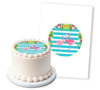 Flamingo Tropical Beach Party Design, 1 Icing Sheet 5" Round Cake Topper