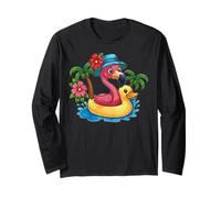 Flamingo Tropical Beach Vacation Sunset Palm Tree Summer Long Sleeve T-Shirt