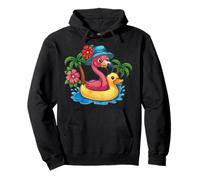 Flamingo Tropical Beach Vacation Sunset Palm Tree Summer Pullover Hoodie