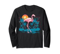 Flamingo Tropical Beach Vibes Palm Tree Sunset Summer Vibes Long Sleeve T-Shirt