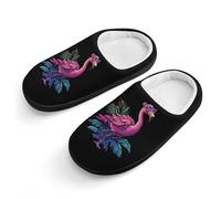 Flamingo Tropical Bird Glasses Cute House Slippers Cotton Slipper Indoor Soft Shoes for Boys Girls