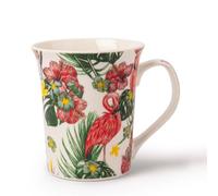 Flamingo Tropical Bone China Mugs 350ml Assorted Designs Colourful Tea & Coffee Cups, Assorted Designs, Fun Gift Mug for Home or Office, Dishwasher Safe (Large, Flamingo Fan Palm)