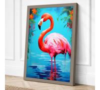 Flamingo Tropical Canvas Wall Art Print 18x12 Inch