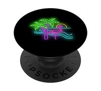 Flamingo Tropical Palm Tree 80's Vintage Vaporwave Gift PopSockets PopGrip: Swappable Grip for Phones & Tablets