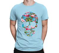 Flamingo Tropical Patterned Skull T-Shirt - Mens Womens and Kids Sizes