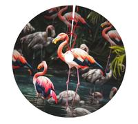 Flamingo Tropical Wildlife Printed Christmas Tree Skirt 30 inch Xmas Tree Skirts Mat for Christmas Decoration Indoor Outdoor Ornaments