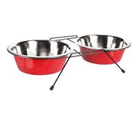 Flamingo TWIN FEEDER SET + STAND ARJUN RED/BLACK 25CM 2500ML