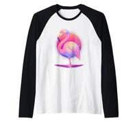 Flamingo Vaporwave Bird Pastel Sunset Tropics Raglan Baseball Tee