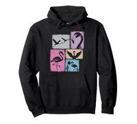 Flamingo Vintage Collage Bird Lover Pullover Hoodie