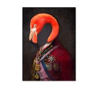Flamingo Vintage Portrait Renaissance Painting Animal Head Human Body Wall Art Canvas Painting Picture for Room Home Decor (Color : XY550, Size : 60x90cm No Frame)