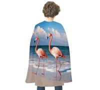 Flamingo Walking On The Beach Halloween Cloak Reversible Vampire Cape Lightweight And Comfortable Witch Cape Cloak Halloween Cosplay Costumes for Women Men
