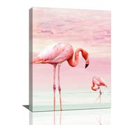 Flamingo Wall Art - Beach Pictures Prints Painting Framed Canvas Artwork for Living Room, Bedroom, Restroom - 12x16