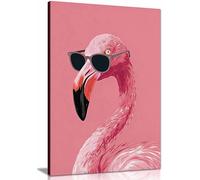 Flamingo Wall Art, Funny Pink Bird with Sunglasses, Framed Canvas