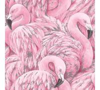 Flamingo Wallpaper Pink Rasch 277890 - Hand-Painted Look, Mica Sheen, 10m x 53cm, 26.5cm Pattern Repeat