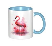 Flamingo Watercolor Coffee Mugs with Handle 11 oz Large Porcelain Mug for Hot/Cold Beverages, Ceramic Tea Cups for Men Women Funny Coffee Cup Housewarming Wedding Gift