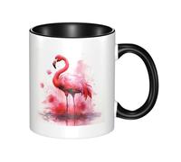 Flamingo Watercolor Coffee Mugs with Handle 11 oz Large Porcelain Mug for Hot/Cold Beverages, Ceramic Tea Cups for Men Women Funny Coffee Cup Housewarming Wedding Gift