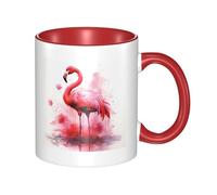 Flamingo Watercolor Coffee Mugs with Handle 11 oz Large Porcelain Mug for Hot/Cold Beverages, Ceramic Tea Cups for Men Women Funny Coffee Cup Housewarming Wedding Gift