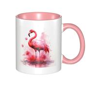 Flamingo Watercolor Coffee Mugs with Handle 11 oz Large Porcelain Mug for Hot/Cold Beverages, Ceramic Tea Cups for Men Women Funny Coffee Cup Housewarming Wedding Gift