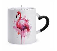 Flamingo Watercolor Color Changing Coffee Mug 11oz Magic Ceramic Cup with Heat Sensitive Design Novelty Black to White Transformation Mug for Halloween Christmas Gifts Women Men