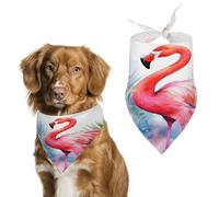 Flamingo Watercolor Dog Bandanas Cute Soft Cotton Puppy Scarves Washable Daily Summer Durable Triangle Reversible Bibs Suitable for Small Medium Large Dogs and Cats