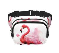 Flamingo Watercolor Fanny Pack Adjustable Crossbody Bag Large Waist Bag Travel Belt Bag Unisex Bum Bag